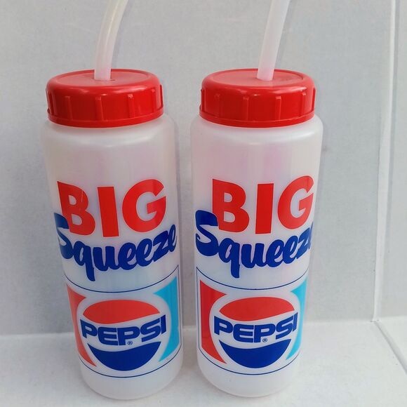 Vintage Pepsi Big Squeeze Reusable Bottle-Lot Of 2-Screw On Lid-USA Made-90s - Picture 3 of 10